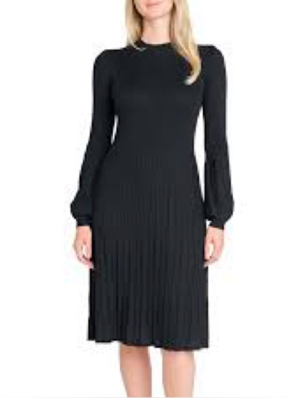 Draper James RSVP Black Pleated Sweater Dress Long Sleeve Size Small NWT